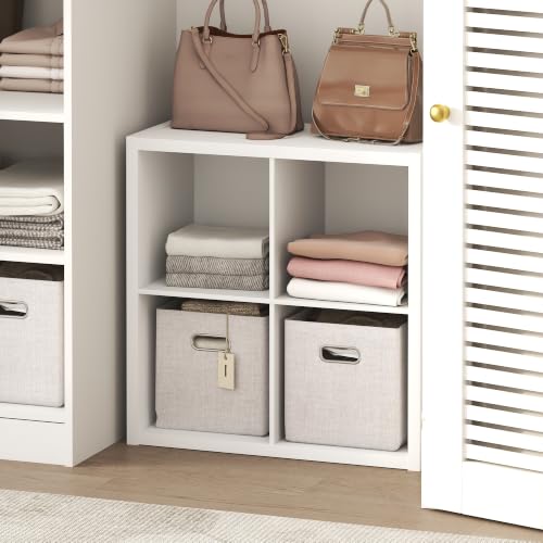 Furinno Cubic 4-Cube Closet Organizers and Storage, Closet Organizer, White | Open Shelf Closet Storage, Closed Back, Extra Thick Frame, for Wardrobe, Bedroom, Living Room - size: 4-Cube