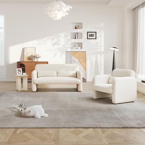 33.9'' Upgrade Fabric Accent Chair with Arms, Modern Single Sofa Chair Armchair Upholstered Comfy Reading Arm Chair for Bedroom, Living Room - color: Beige, size: 30.31"D x 33.9"W x 31.5"H