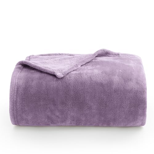 Elegant Throw Blanket for Couch & Sofa, All-Season Lightweight Fleece Blanket, Luxury Soft Cozy Fuzzy Throw for Her Him, Lavender, 50 x 56 Inches