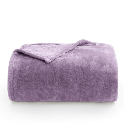 Elegant Throw Blanket for Couch & Sofa, All-Season Lightweight Fleece Blanket, Luxury Soft Cozy Fuzzy Throw for Her Him, Lavender, 50 x 56 Inches