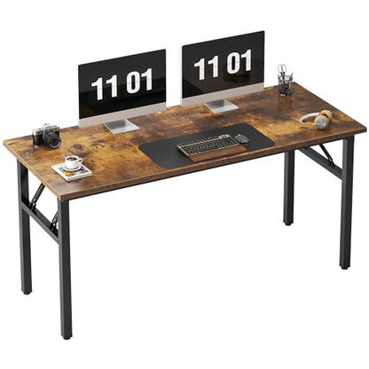 Need Computer Desk Office Desk 55 inches Folding Table Computer Table Workstation No Install Needed, Rustic Brown - color: Rustic Brown, size: 55 inches