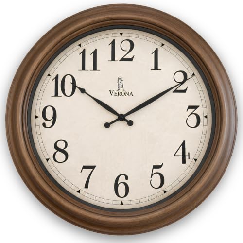 Vintage Wall Clock 18 Inch, Silent Non-Ticking Large Brown Wall Clock | Battery Operated Rustic Farmhouse Clock, Light Wood Finish for Living Room, Kitchen, Dining Room, Bedroom, Office - color: Light Wood