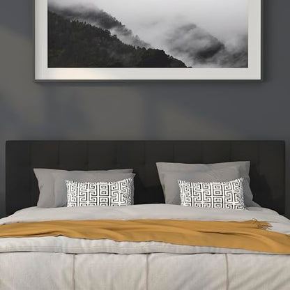 Quilted Tufted Upholstered King Size Headboard in Black Fabric - color: Black, size: King