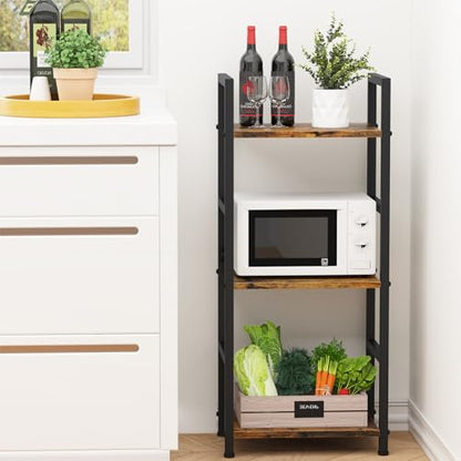 Bookshelf Storage Shelf Bookcase, 3 Tier Industrial Bookcase,Small Book case for Living Room, Bedroom, and Home Office, Easy Assembly Free Combination Multi-Functional Organizer(3 Tier,Rustic Brown) - size: 3 Tier