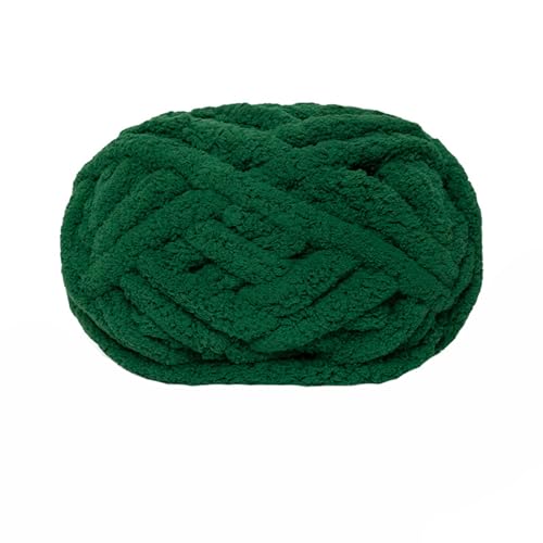Chunky Knit Chenille Yarn for Hand Knitting Blankets, Super Soft Big Jumbo Blanket Yarn (Green) - color: Green