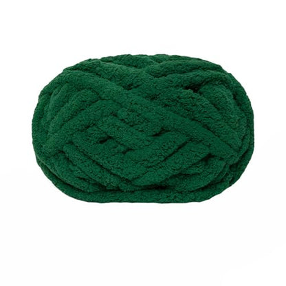 Chunky Knit Chenille Yarn for Hand Knitting Blankets, Super Soft Big Jumbo Blanket Yarn (Green) - color: Green