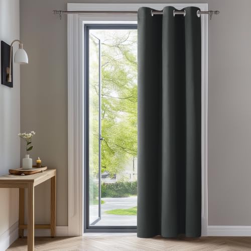 Deconovo Blackout Curtain for Living Room 84 Inches Long, Door Curtain | Closet Drape 1 Panel, Room Darkening, Thermal Insulated, Grommet, Window Drape, for Bedroom Closet, Dark Grey, 42 x 84 Inch - color: Dark Grey, size: 42"W x 84"L (Pack of 1)