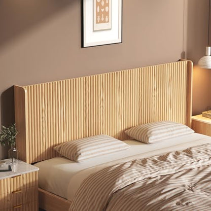 80.3'' Wood Headboard King Size with Charging Stations, Modern Wall Mounted Headboards, Farmhouse Bed headboard Only (King (U.S. Standard)) - size: King