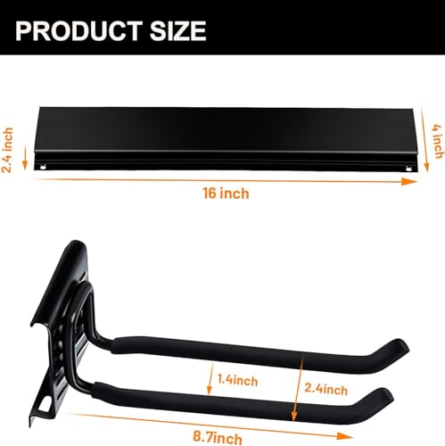Wallmaster Garage Storage Organization Wall Mount, Garden Tool Rack Organizer Heavy Duty Folding Chair Hangers with 12 Adjustable Hooks 96inch Tracks Max Load 900lb - size: 12Hooks+6Panels
