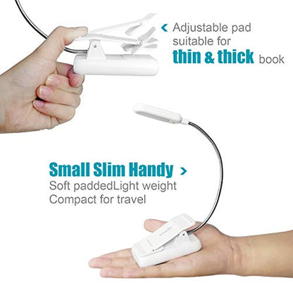 VAVOFO Book Light, Rechargeable Clip On Reading Light 7 LEDs with 9 Brightness Levels for Bed and Desk Studying (White 2-Pack) - color: White+White
