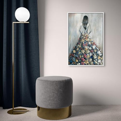 Oliver Gal Girl with Flower Thoughts Canvas Print Wall Art for Living Room, Bedroom, and Bathroom, 16" x 24", White Floater Frame - color: White Floater Frame, size: 24"L x 16"W