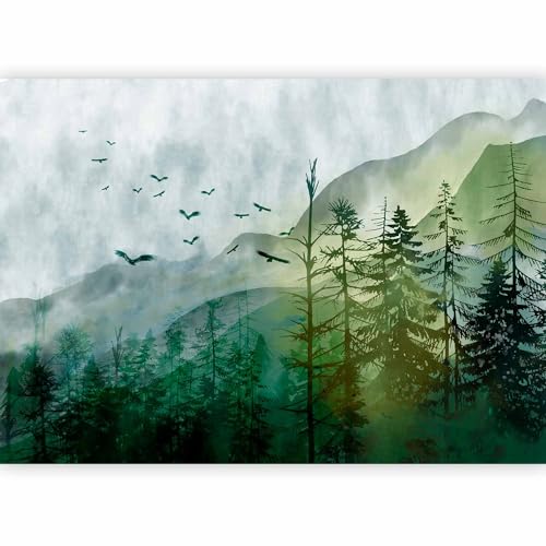 Wall Mural Landscape 77x55 in - Peel and Stick Self-Adhesive Wallpaper Removable Large Sticker Foil Wall Decor Print Picture Design Forest Mountains Green Nature Like Painted c-A-10017-a-a - color: #20, size: 55" x 77"