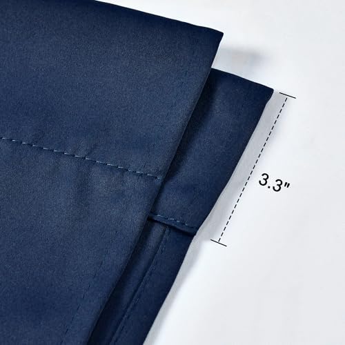 Kitchen Window Curtains - Farmhouse Rod Pocket Adjustable Tie Up Shade Window Treatment Roman Curtain for Cafe -34" Width x 54" Length,Navy,1 Panel - color: Navy Blue, size: 34"W x 54"H