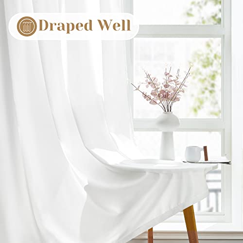 HOMEIDEAS Non-See-Through White Privacy Sheer Curtains 52 X 84 Inches Long 2 Panels Sheer Curtains Light Filtering Window Curtains Drapes for Bedroom Living Room | 2 Panels, Light Filtering, Semi Sheer Curtains, Window Voile Drapes, Bedroom Living Room Di