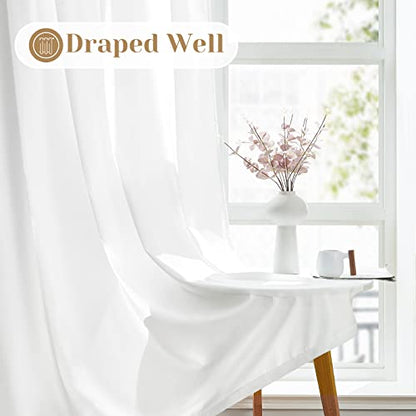 HOMEIDEAS Non-See-Through White Privacy Sheer Curtains 52 X 84 Inches Long 2 Panels Sheer Curtains Light Filtering Window Curtains Drapes for Bedroom Living Room | 2 Panels, Light Filtering, Semi Sheer Curtains, Window Voile Drapes, Bedroom Living Room Di