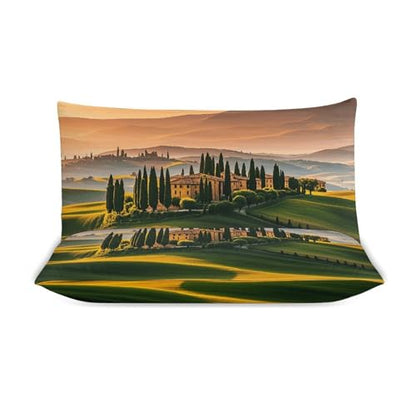 3 Piece Italy Tuscan Bedding Set - Ultra Soft Fabric & Double-Sided Print, Breathable Comforter Set with 1 Quilt Cover & 2 Pillowcases for Home Hotel, 102"x90" - size: 102"x90"
