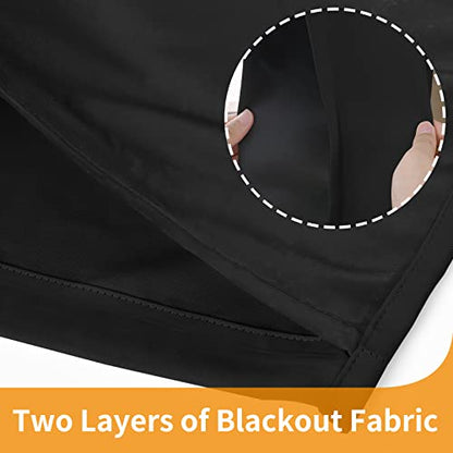 YoungsTex 100% Blackout Curtains 63 Inch Length, Grommet Thermal Insulated Drapes for Bedroom Full Room Darkening Privacy Thick Blinds with Liner, Black, 2 Panels, 38 X 63 Inch - color: Black, size: 38"W x 63"L (Pack of 2)