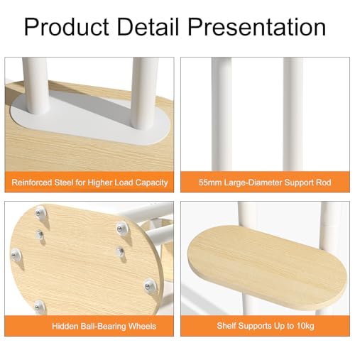unho Rolling TV Mount Stand for Living Room Bedroom 40-75 inch TVs | movable tv stand Thickened metal rod Strong load-bearing capacity wood TV stand - size: WT 2-pole 40-75 inches