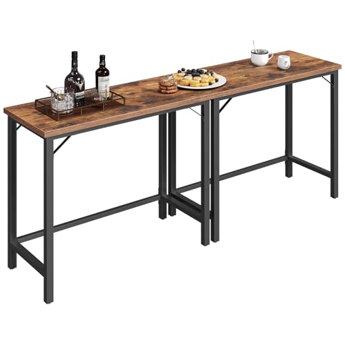 MAHANCRIS Narrow Bar Table, 63-Inch Pub Table for Dining Room, Counter Bar Tables with Sturdy Metal Frame, Connectable Bar Table, Multifunctional Console Table, Rustic Brown BTHR1601 - color: Rustic Brown