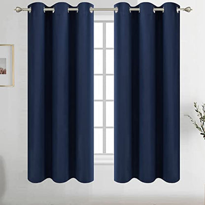 Diraysid Navy Blue Grommet Blackout Curtains for Bedroom Thermal Insulated Room Darkening Curtains Drapes, 38 x 54 inch, 2 Panels - color: Navy Blue, size: 38"W x 54"L (Pack of 2)