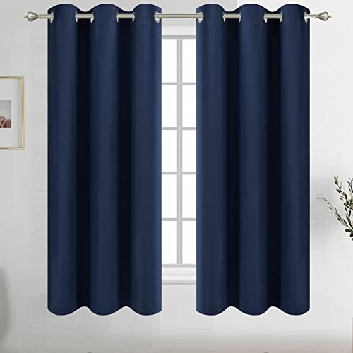 Diraysid Navy Blue Grommet Blackout Curtains for Bedroom Thermal Insulated Room Darkening Curtains Drapes, 38 x 54 inch, 2 Panels - color: Navy Blue, size: 38"W x 54"L (Pack of 2)