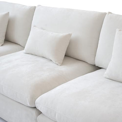 Cloud Couch Modular Sectional Sofa,82.68" L Shaped Couch,Down Filled Convertible Wide Seater, 2 Seater+Ottoman for Living Room Set,Covers Washable&Replaceable,White - color: White, size: 2 Seat &Ottoman