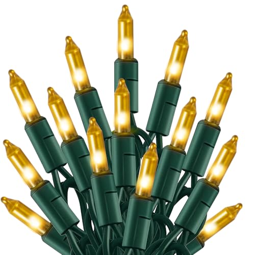 TW SHINE Christmas Lights, 20FT 100 Count Incandescent Mini Christmas Tree Light, Waterproof Xmas String Lights for Outdoor Indoor Home Party Yard Decorations, Gold - color: Gold
