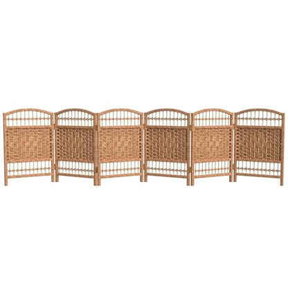 Red Lantern 2 ft. Short Fiber Weave Folding Screen - Natural - 6 Panels - color: Natural, size: 6 Panel