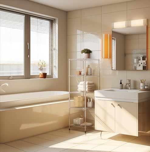 Finnhomy Heavy Duty 5 Tier Wire Shelving Unit, 18x18x59-inches 5 Shelves Storage Rack, Metal Shelving with Thicken Steel Tube, NSF Certified, Chrome - size: 59"H-Chrome