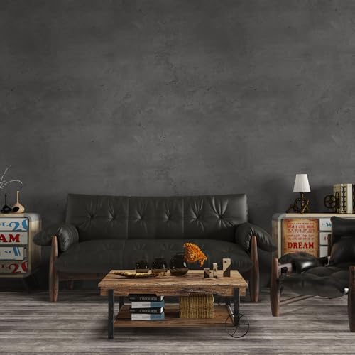 3yecao 24"×591" Darker Grey Black Wide Concrete Wallpaper Peel and Stick Extra Thick 3D Dark Gray Faux Contact Paper Textured Stained Vinyl Wrap Matte Wall Sticker for Walls Bedroom Basement Bathroom - color: Dark Gray, size: 24" x 591"