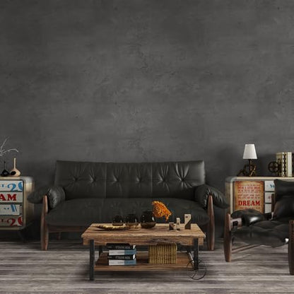 3yecao 24"×591" Darker Grey Black Wide Concrete Wallpaper Peel and Stick Extra Thick 3D Dark Gray Faux Contact Paper Textured Stained Vinyl Wrap Matte Wall Sticker for Walls Bedroom Basement Bathroom - color: Dark Gray, size: 24" x 591"
