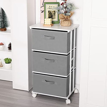 MAX Houser Dresser Tower with 3 Drawers,Fabric Dresser Drawer Organizer Unit,Dresser Chest with Wood Top,Vertical Storage Dresser,Small Dresser for Bedroom,Office-Dark Grey - color: Grey6