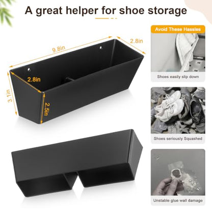 Novabright 12 Pack Wall Mounted Shoes Rack Storage with Sticky Strips Plastic Hanging Shoes Holder Organizer for Entryway Closet Bathroom Door RV Camper Sandals Sneakers Slippers, Black