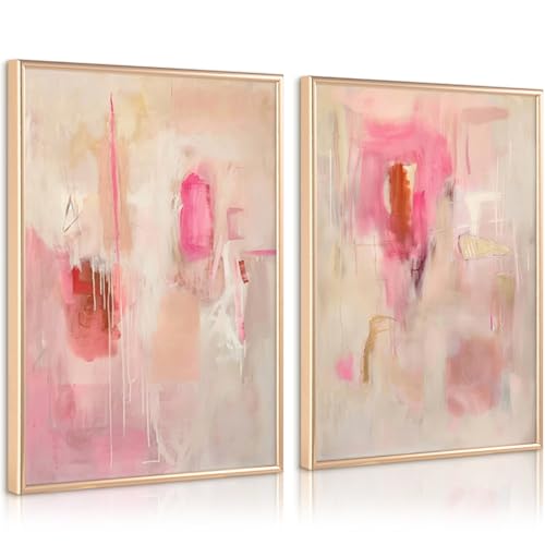 Tocliky Abstract Wall Art Neutral Modern Canvas Painting Decor Pink Beige Minimalist Wall Art Contemporary Abstract Poster Artwork for Living Room Bedroom 12x16 Inch Unframed Set of 2 - color: Pink Abstract Prints, size: 12x16 Inch Unframed