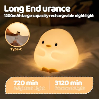 Rytinazzz Duck Night Light, Color Changing Mode & 50-Hour Battery, Squishy Silicone Lamp for Kids Room, USB Rechargeable with Timer, Mothers Day Gifts - color: Colorful Duck