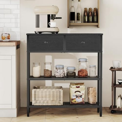 HOOBRO 29.5" Narrow Console Table with 2 Fabric Drawers, Sofa Table, Small Entryway Table with 3-Tier Storage Shelves, Behind Couch Table, for Living Room, Hallway, Black BB72XG01 - color: Black