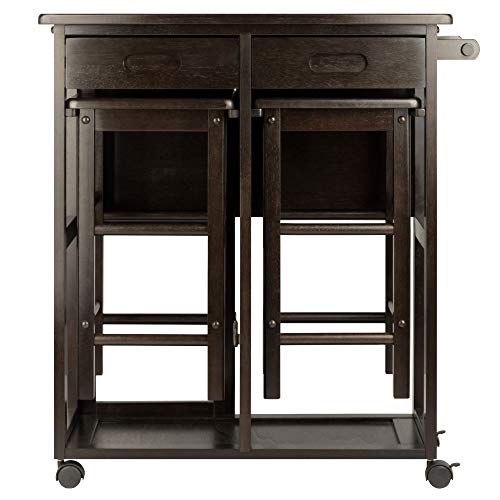 Winsome Suzanne Kitchen Table Set with Stools, Coffee, 33" | Convenient Sturdy Mobile Kitchen & Dining Room Table & Chairs with Storage for Small Spaces, Dorms, Apartments - color: Coffee Finish