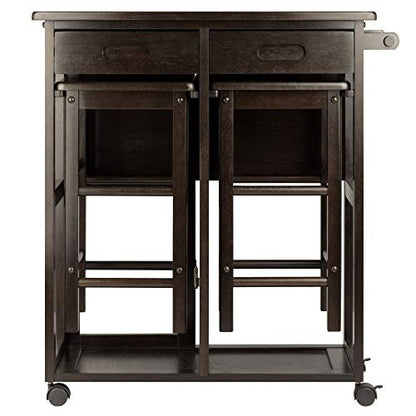 Winsome Suzanne Kitchen Table Set with Stools, Coffee, 33" | Convenient Sturdy Mobile Kitchen & Dining Room Table & Chairs with Storage for Small Spaces, Dorms, Apartments - color: Coffee Finish