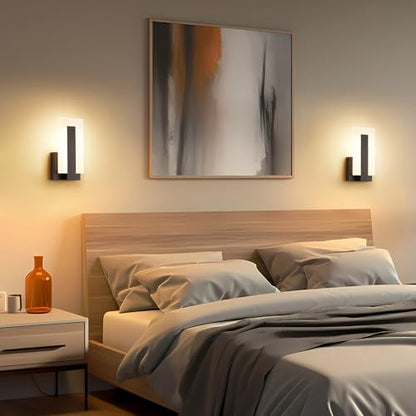 Joosenhouse Modern LED Wall Sconces Up and Down Wall Mount Light Black 3000K Warm White Wall Lights Set of 2, Indoor Wall Lighting for Hallways, Bedrooms, Hallways, Living Room Indoor Wall Lights - color: Black -Non Dimmable