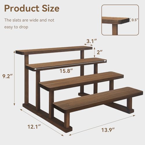 WEWLINE Tired Wooden Spice Rack for Kitchen | 4-tier, countertop, detachable , space saving organizer for cupcake, perfume
