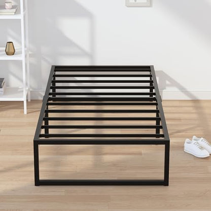 EMODA 14 Inch Narrow Twin Bed Frame 30x75, Heavy Duty Metal Platform | No Box Spring Needed, Easy Assembly Noise Free, Black - color: Black, size: Narrow Twin, style: 14 inch