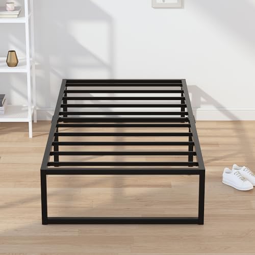 EMODA 14 Inch Narrow Twin Bed Frame 30x75, Heavy Duty Metal Platform | No Box Spring Needed, Easy Assembly Noise Free, Black - color: Black, size: Narrow Twin, style: 14 inch