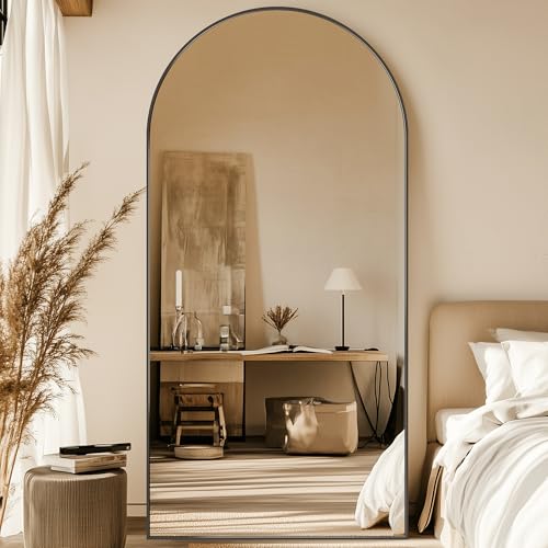 77"x38" Arched Full Length Mirror, Large Floor Mirror, Black | Oversized Aluminum Full Body Mirror, HD Shatterproof Tempered Glass, Lean/Stand/Wall for Living Room,Bedroom, Dressing Room - color: Black, size: 77"L x 38"W