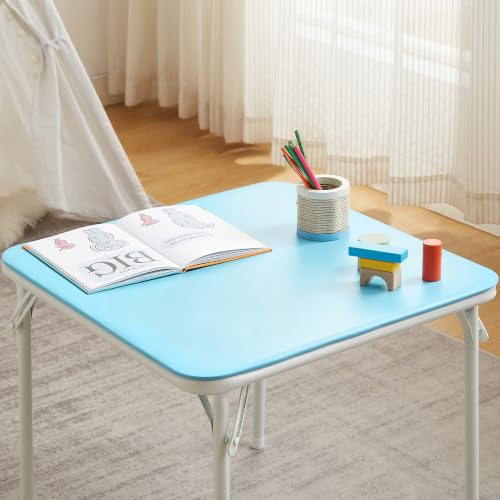 VECELO 24'' Kids Folding Activity Card Table, with Ultra Soft Padded Tabletop, 1 Piece, Blue & White - color: Blue and White