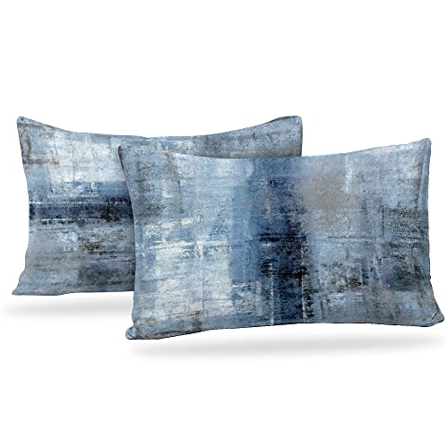 Throw Pillow Covers for Couch, 20x12 Inch, Set of 2, Grey Blue | Decorative Throw Pillow Covers Cushion Covers for Couch Bedroom Sofa Living Room - color: Blue and Grey, size: 20" x 12" (Pack of 2)