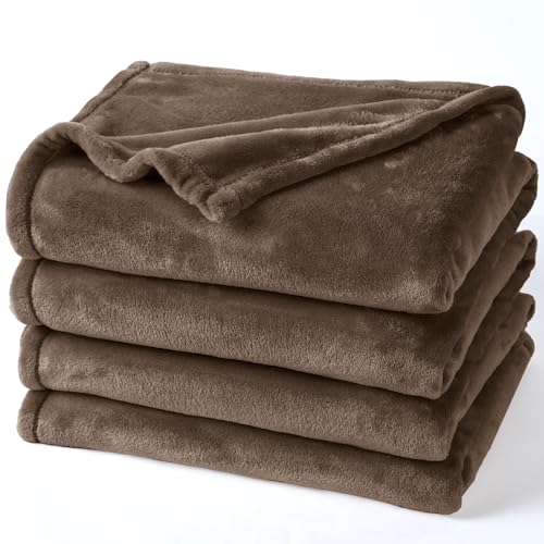 PHF Fleece Blanket Twin 66x90-300GSM Lightweight Airy Warmth, Cocoa Brown | Soft Plush Microfiber Bed Blanket, Anti-Static Breathable All Season, Cozy for College Dorm Couch Travel, Gifts for Women Men - color: Cocoa Brown, size: Twin(66" X 90")