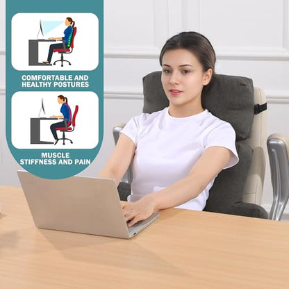 ROYALAY 2 Pcs Neck Pillow Lumbar Support for Recliner, Back Pillow for Chair with Adjustable Headrest Pillow, Back Rest Pillow for Office Chairs, Recliners,Sofa, Couch, Brown