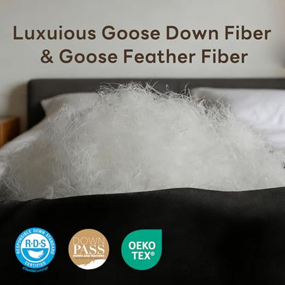 Luxury White Goose Feathers Down Fiber Comforter Twin Size Duvet Insert | Hotel Collection 100% Cotton Cover Fabric,All Season Medium Warmth,High Fill Power,8 Corner Tabs,Breathable,Hypoallergenic - size: Twin (68''x 90'')
