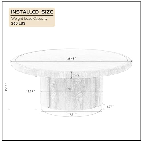 35.43" Round Coffee Table with Sintered Stone Tabletop & Cylindrical Stainless Base, Modern Circle Center Table Tea Table for Living Room, Easy Assembly - Black - color: 35.43" Coffee Table With Sintered Tabletop, Black