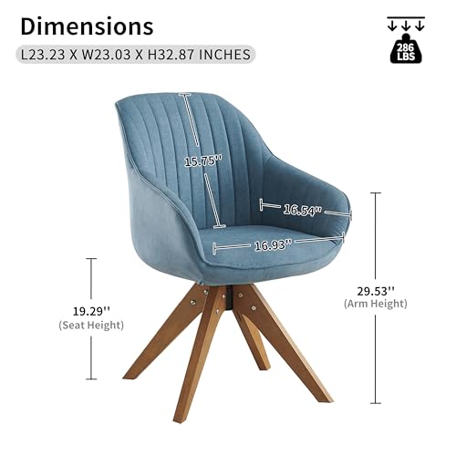 Swivel Desk Chair for Home Office, Fabric, Blue | No Wheels, Beech Wood Legs, Mid Century Modern, Upholstered, 360° Swivel, Accent Chair, Living Room, Bedroom - color: Light Blue, size: Fabric